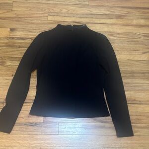 Alice + Olivia Black Long-Sleeve Mock Neck Top